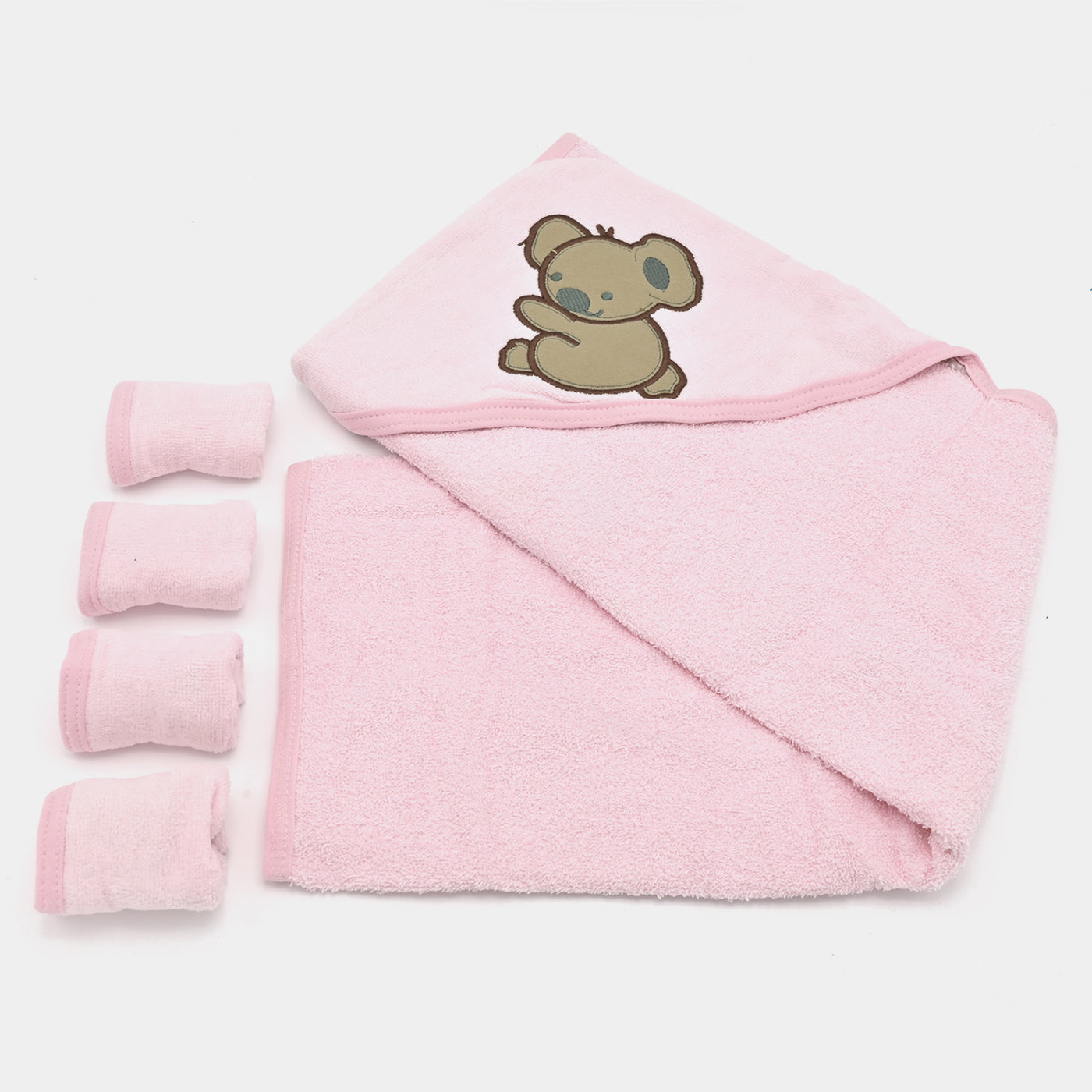 Baby Hooded Bath Towel + 4PCS Face Towel Set | 5Pcs