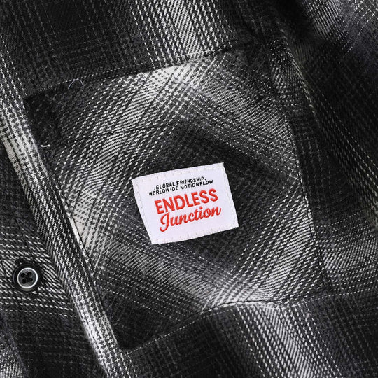 Boys Flannel Casual Shirt F/S Endless-BLACK