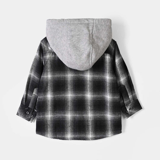Boys Flannel Casual Shirt F/S Endless-BLACK