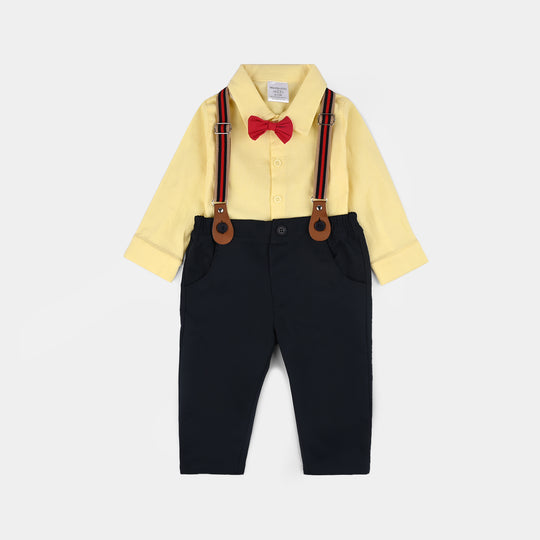 Infant Boys Cotton Interlock Suit-Yellow/Navy