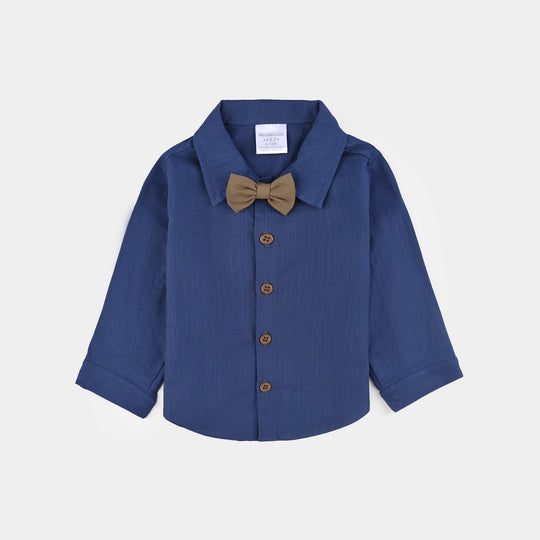 Infant Boys Cotton Interlock Suit -Brown/Navy