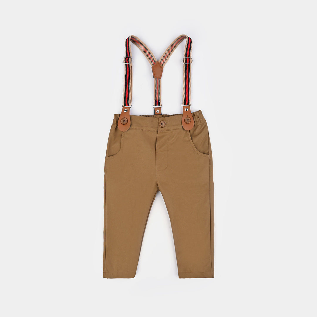 Infant Boys Cotton Interlock Suit -Brown/Navy