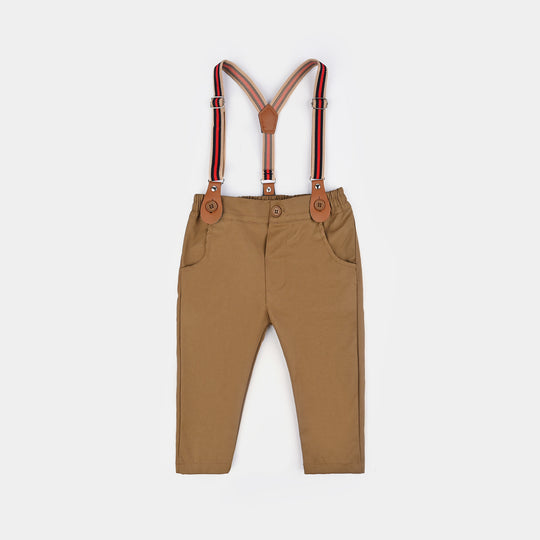 Infant Boys Cotton Interlock Suit -Brown/Navy