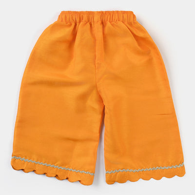 Infant Girls Raw Silk 2PC Suit Stylish-Yellow