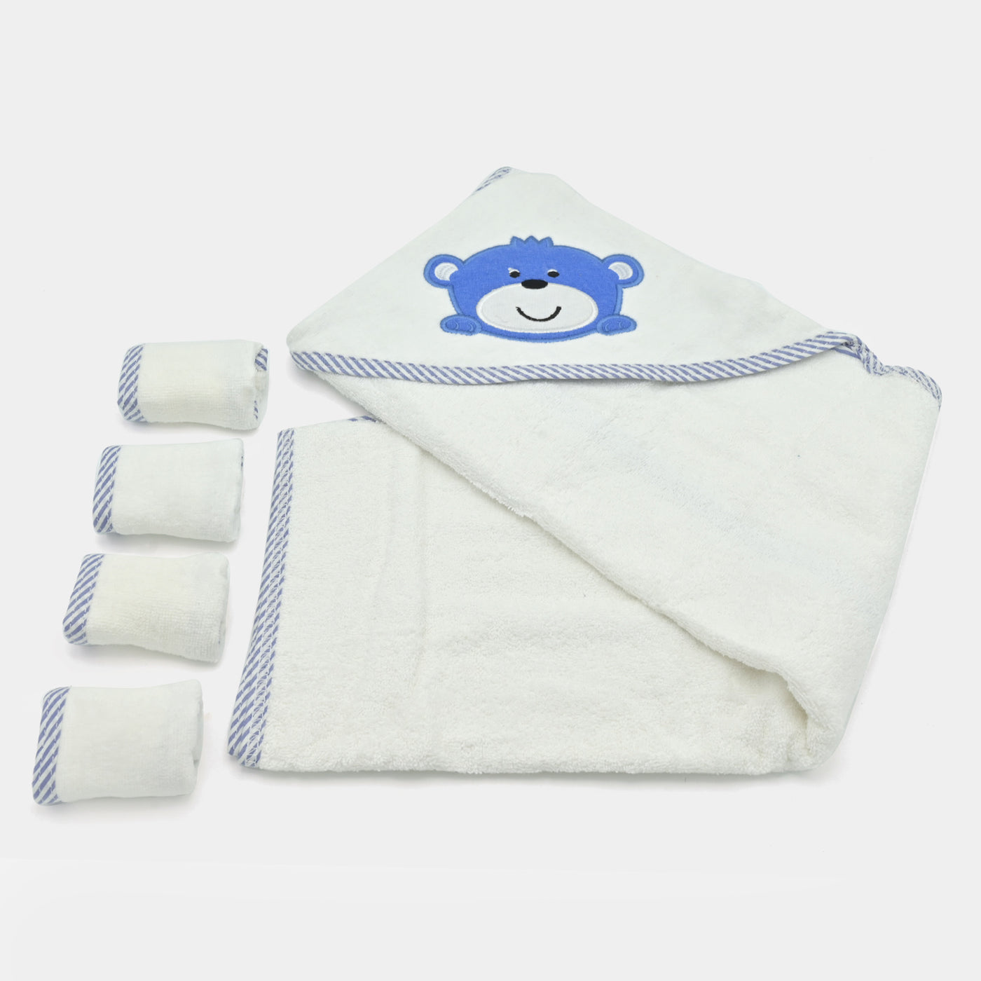 Baby Hooded Bath Towel + 4PCS Face Towel Set | 5Pcs