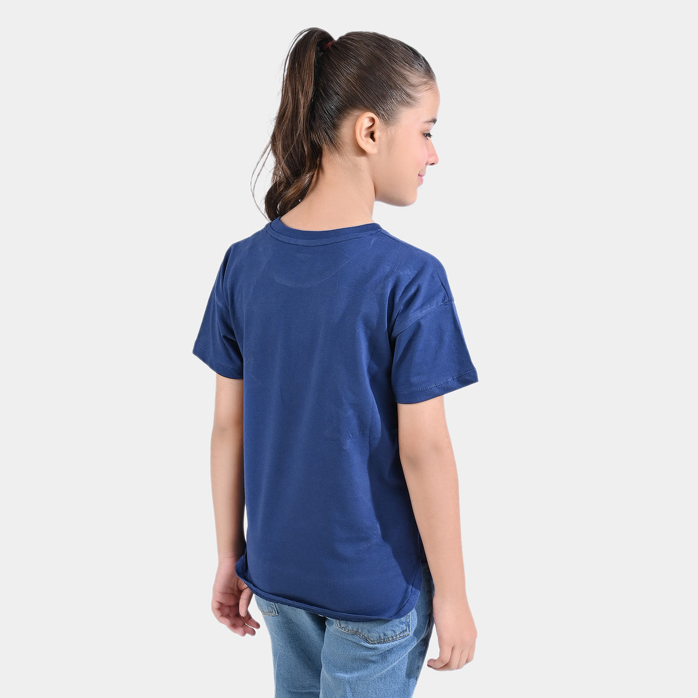 Girls Slub Jersey T-Shirt H/S Stars-True Navy