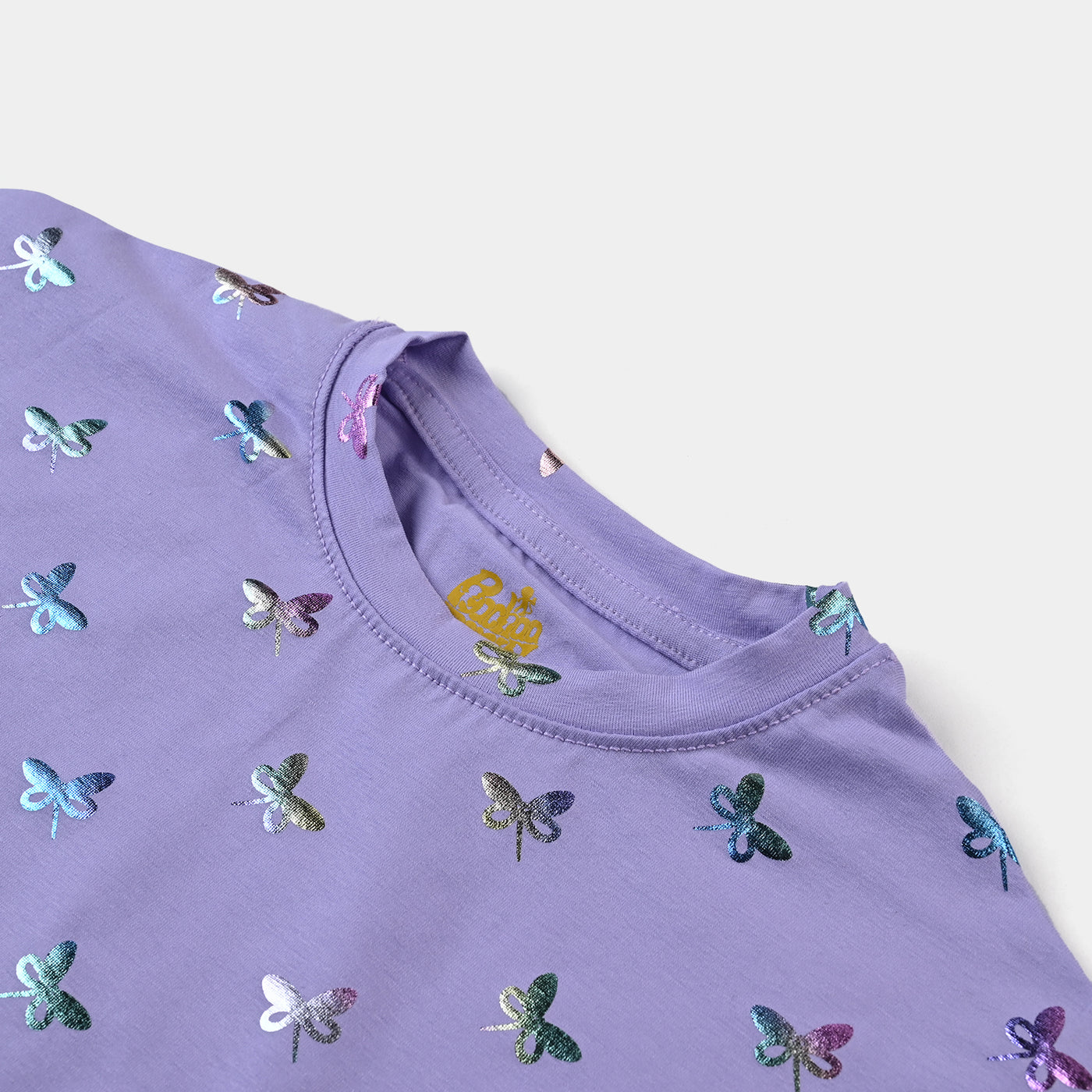 Girls Cotton Jersey T-Shirt H/S Butterflies-Purple