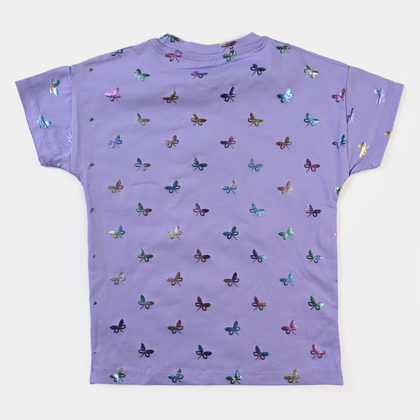 Girls Cotton Jersey T-Shirt H/S Butterflies-Purple