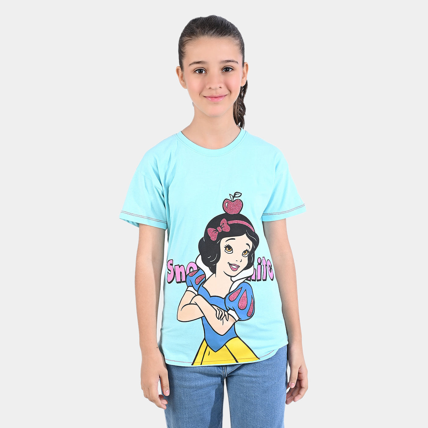 Girls Slub Jersey T-Shirt H/S Character-T-Turquoise