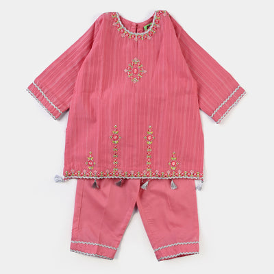 Infant Girls Jacquard 2PC Suit Jashan-Coral