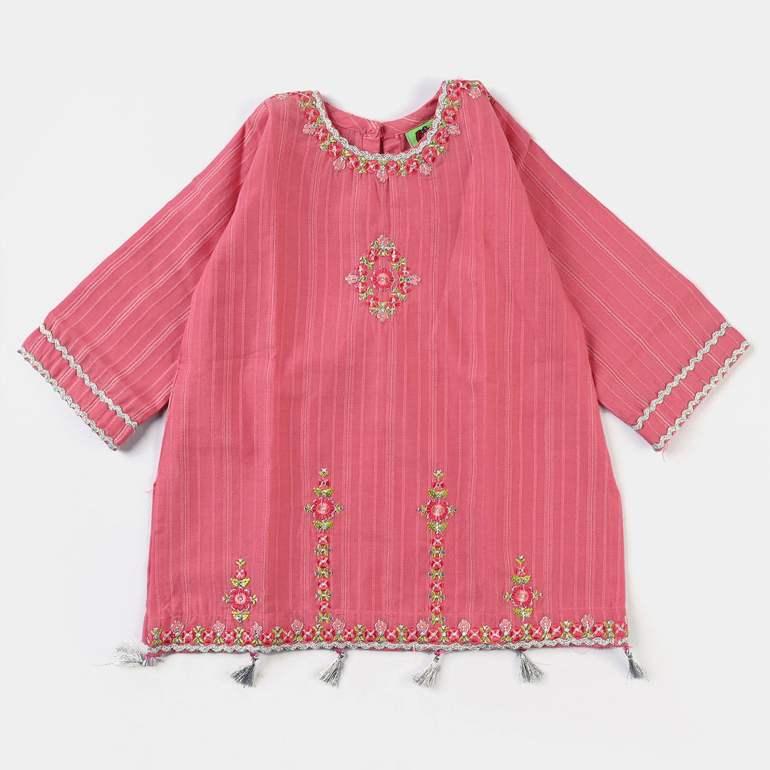 Infant Girls Jacquard 2PC Suit Jashan-Coral