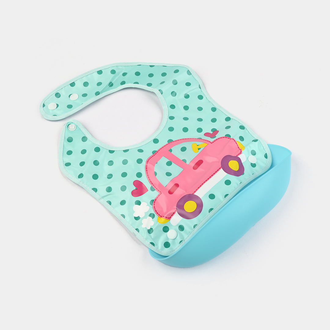 PLASTIC BIB WITH HOLDER FOR BABIES