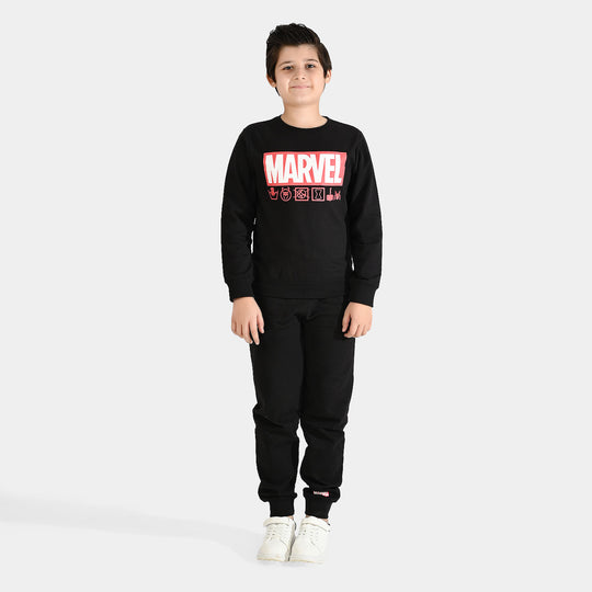 Boys Jersey/Terry 2 Piece Suit-BLACK
