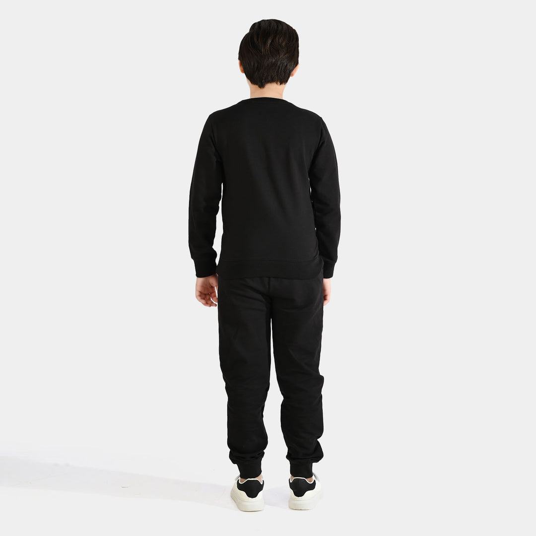 Boys Jersey/Terry 2 Piece Suit-BLACK