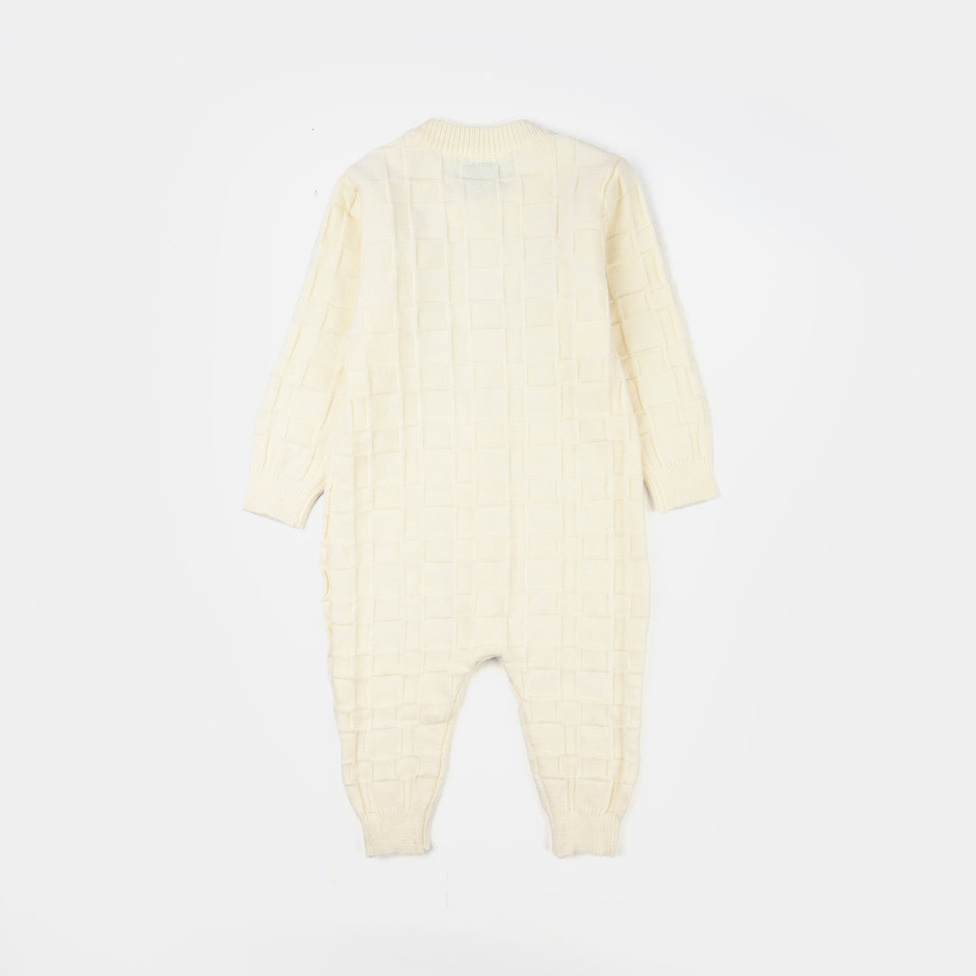 Infant Girls Acrylic Romper (Flower) - Off White