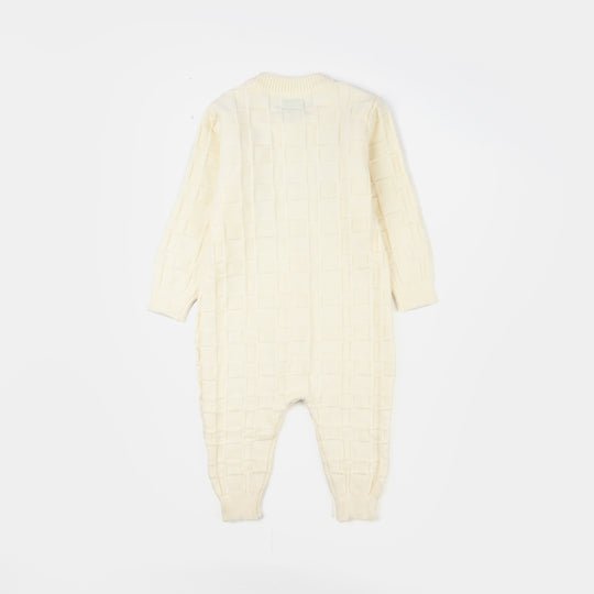 Infant Girls Acrylic Romper (Flower) - Off White