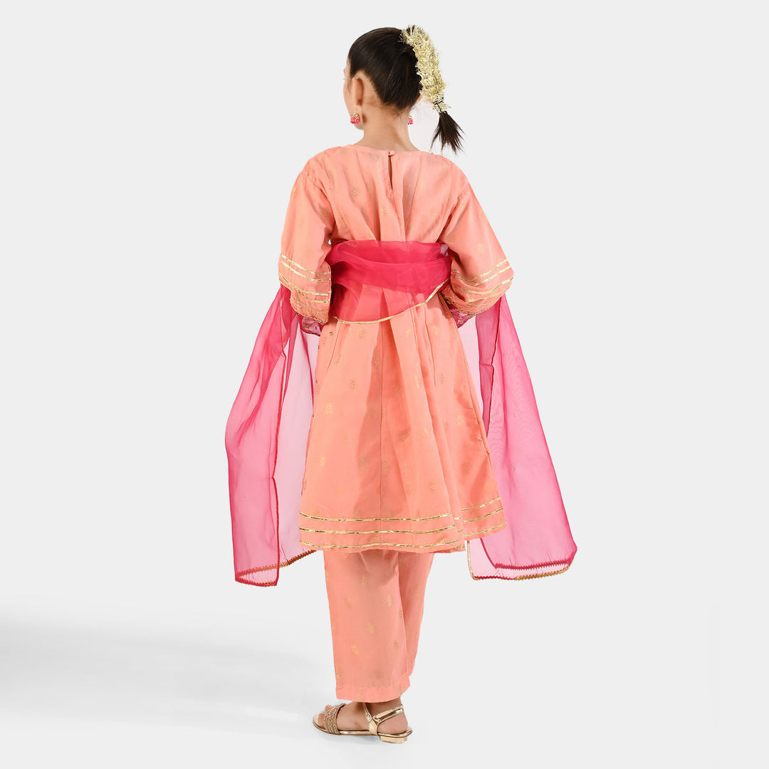 Girls Jacquard 3Pcs Hoor-Peach