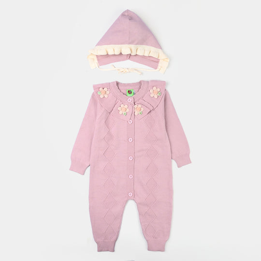 Infant Girls Acrylic Romper-Textured Triangle