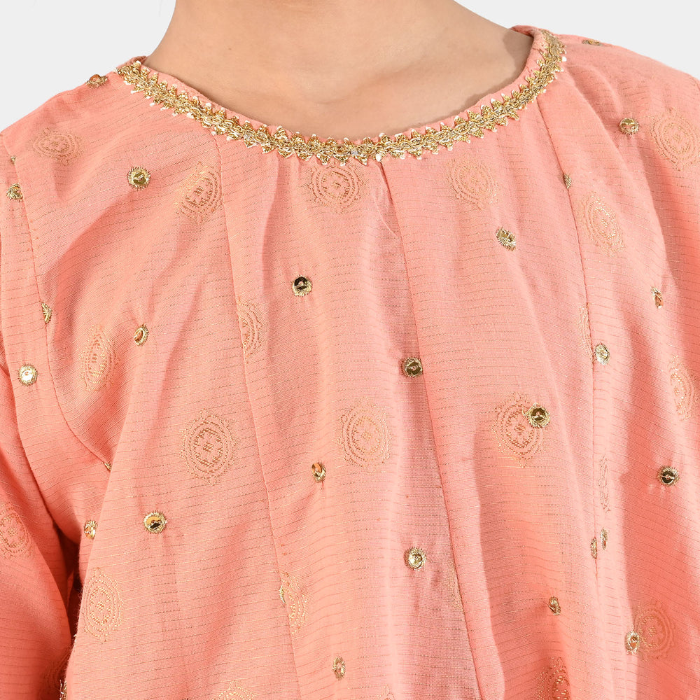 Girls Jacquard 3Pcs Hoor-Peach