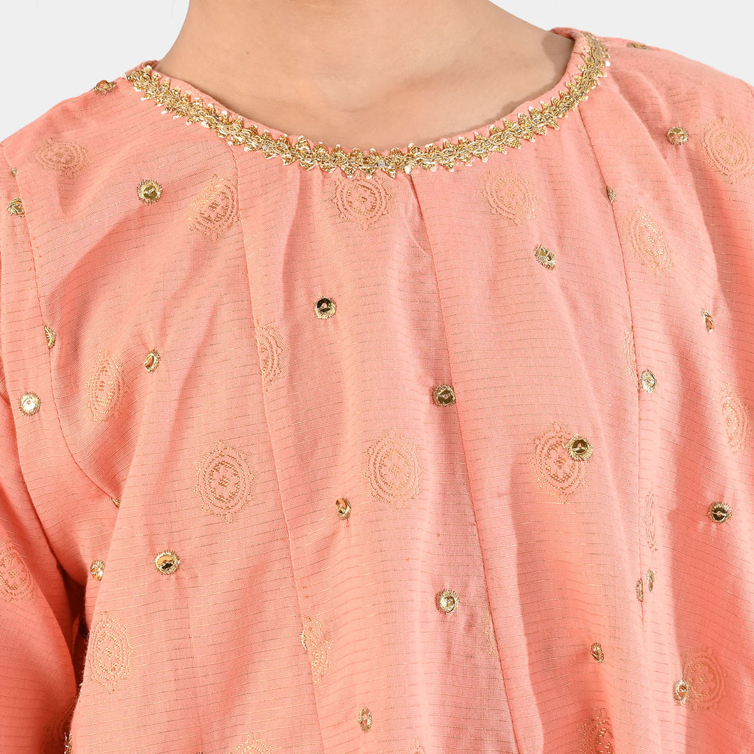 Girls Jacquard 3Pcs Hoor-Peach