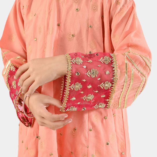 Girls Jacquard 3Pcs Hoor-Peach
