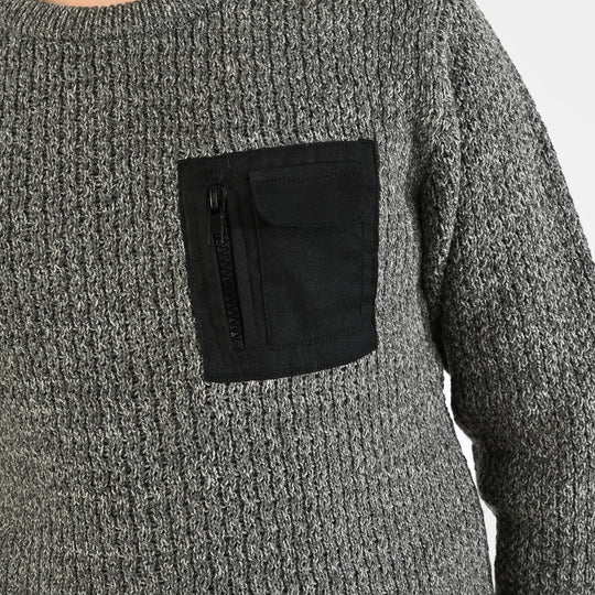 Boys Acrylic Sweater-Rules-GREY