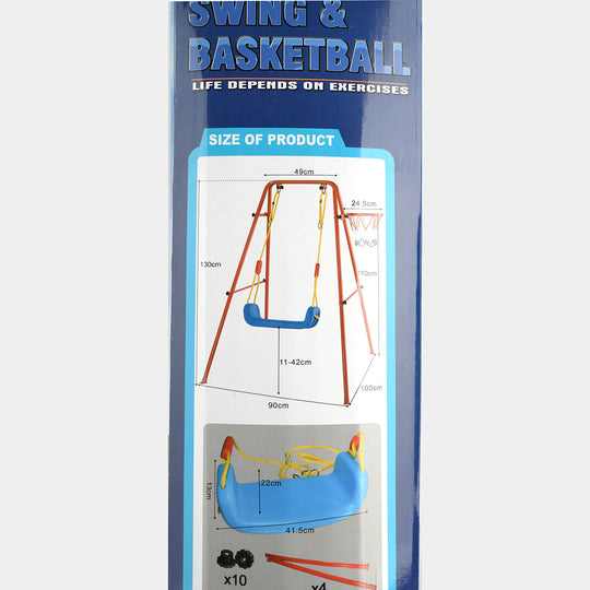 2-in-1 Kids Outdoor Swing & Basketball Hoop Set