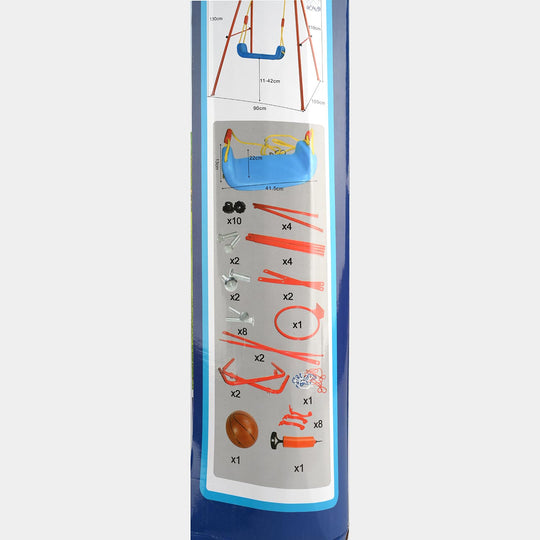 2-in-1 Kids Outdoor Swing & Basketball Hoop Set
