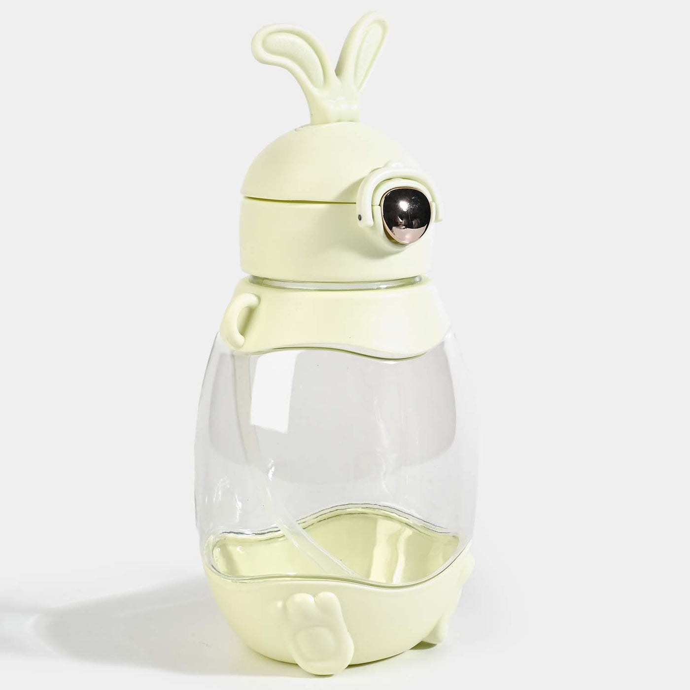 Cartoon Plastic Water Bottle With Straw