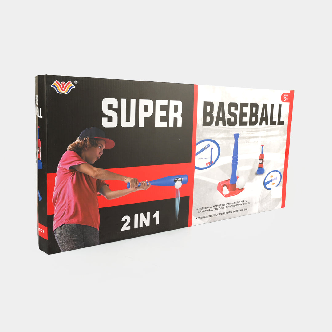 Super Baseball 2-in-1 Batting Tee & Pop-Up Launcher Set