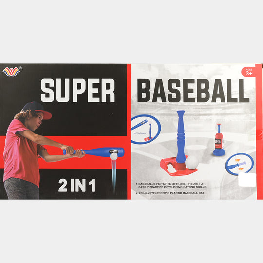 Super Baseball 2-in-1 Batting Tee & Pop-Up Launcher Set