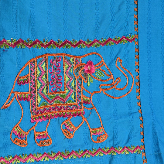 Teen Girls Jacquard EMB Kurti Elephant-Teal