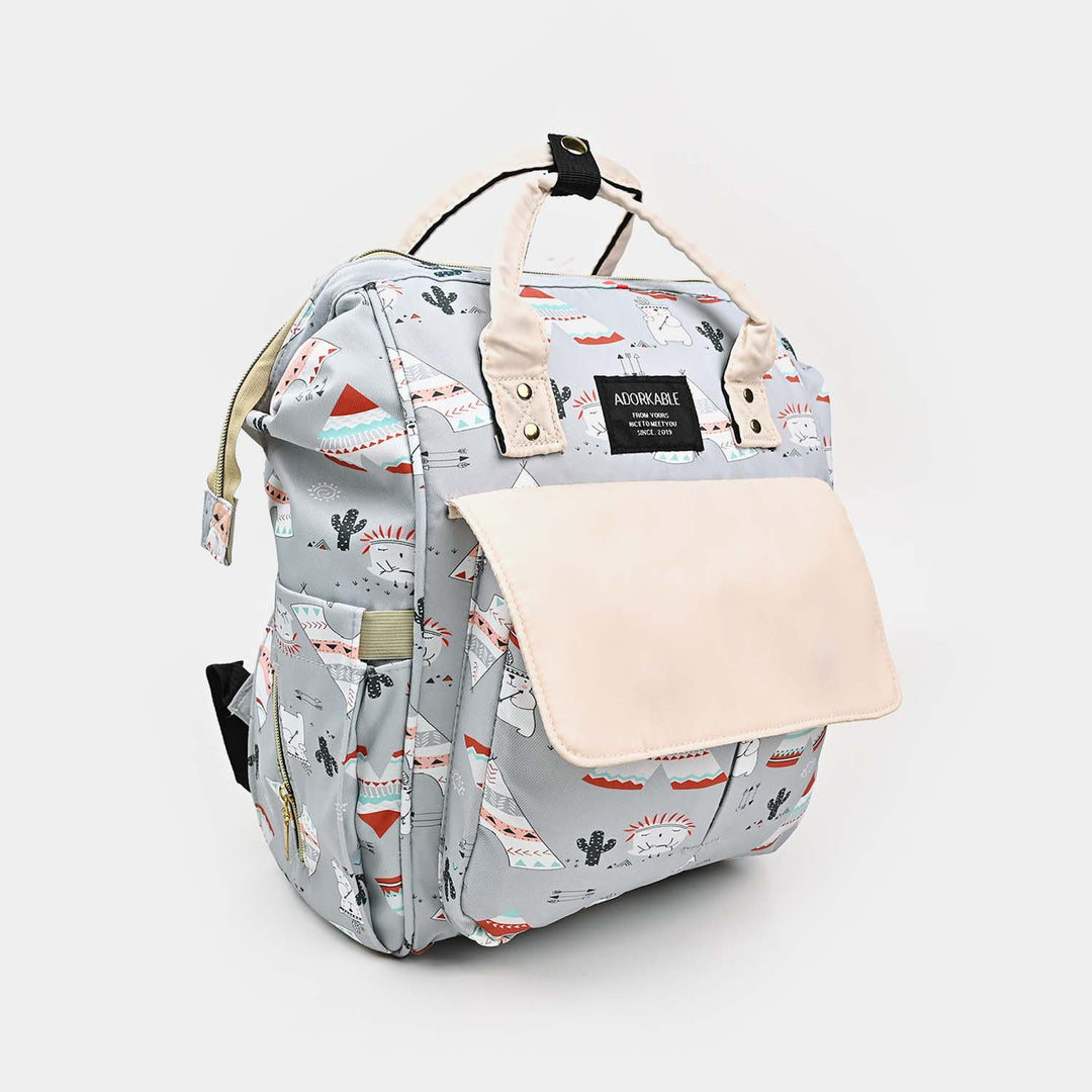 BABY CARE MOTHER BAG PACK | GRAY - 1025