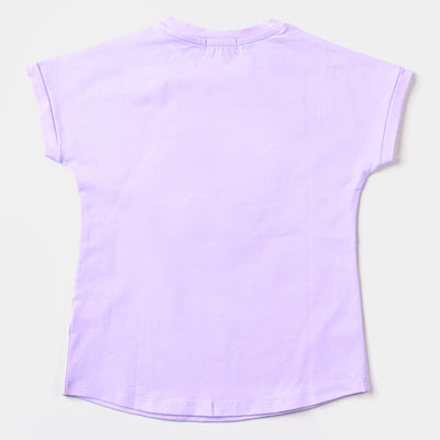 Girls Lycra Jersey T-Shirt Butterfly-Purple