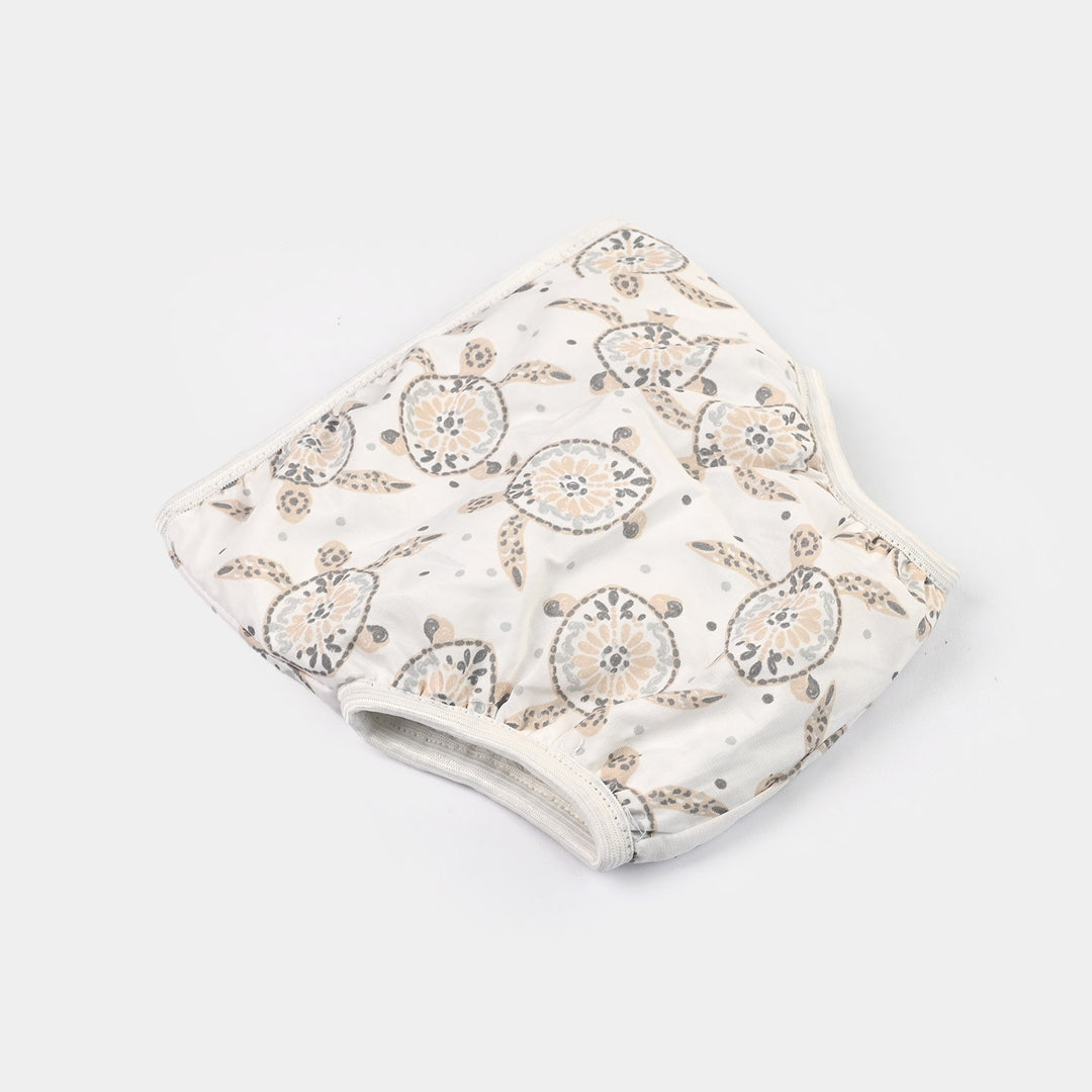 Towel Cotton Panty 3-6M White Base Turtle Print