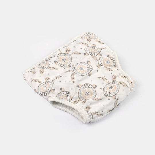 Towel Cotton Panty 3-6M White Base Turtle Print