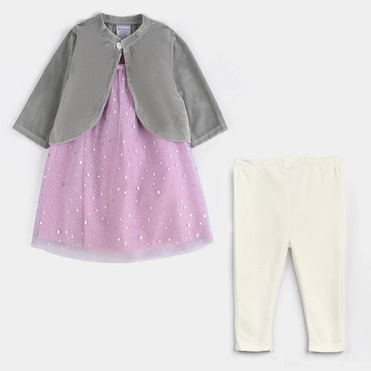 Infant Girls Fancy Suit-Grey/Purple