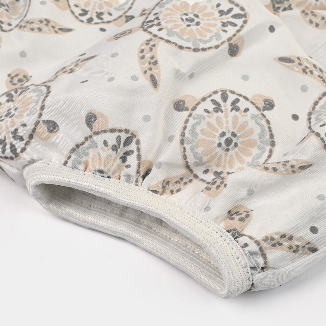 Towel Cotton Panty 3-6M White Base Turtle Print
