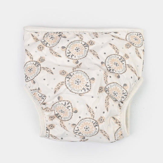 Towel Cotton Panty 3-6M White Base Turtle Print