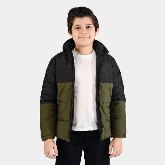 Boys Quilted Hooded Jacket F/S Future-BLACK