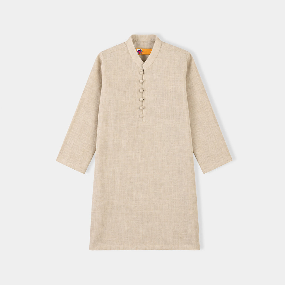 Boys Cotton Slub 3Piece Suit (Maze)-BEIGE