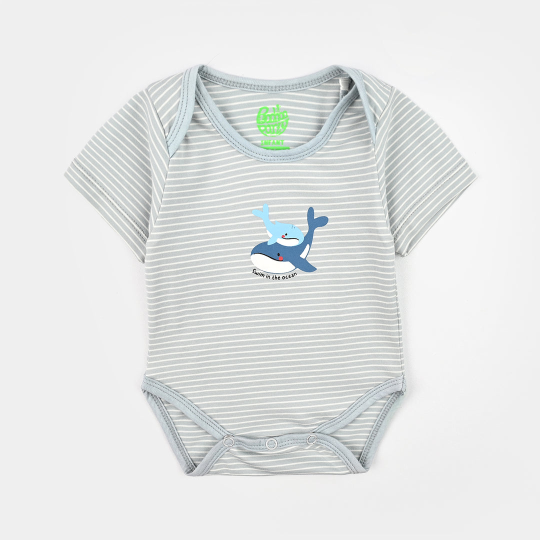 Infant Boys Yarn Dyed Basic Romper Lets Swim