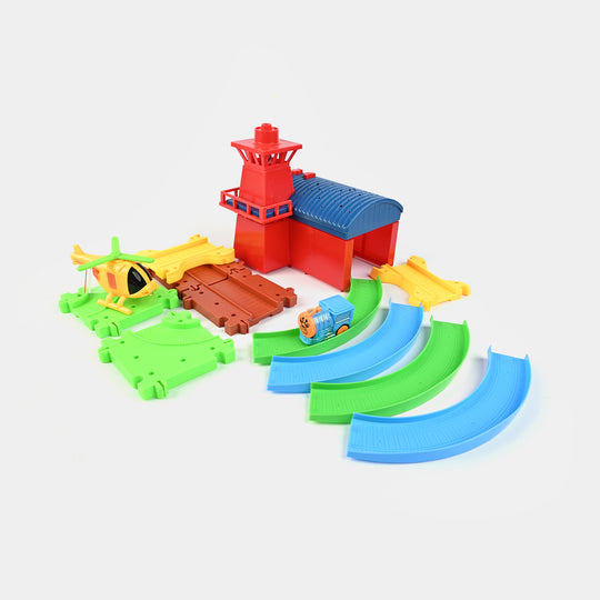 Rotating Train with Colorful Track & Light Projection