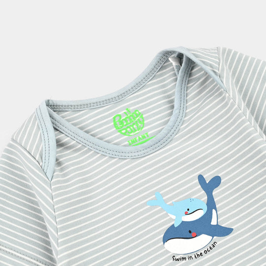 Infant Boys Yarn Dyed Basic Romper Lets Swim