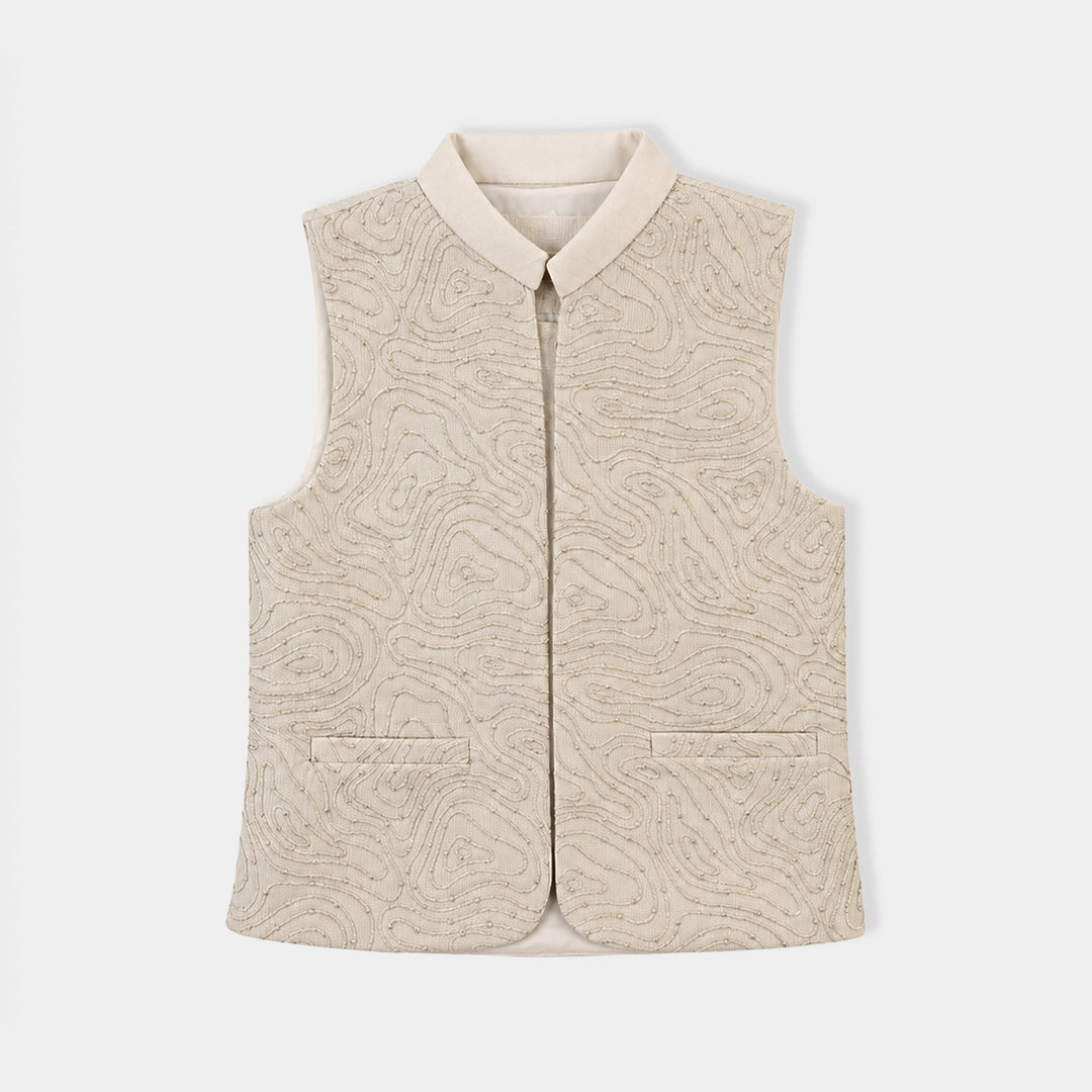 Boys Cotton Slub 3Piece Suit (Maze)-BEIGE