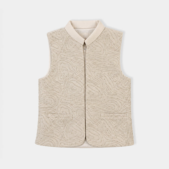 Boys Cotton Slub 3Piece Suit (Maze)-BEIGE