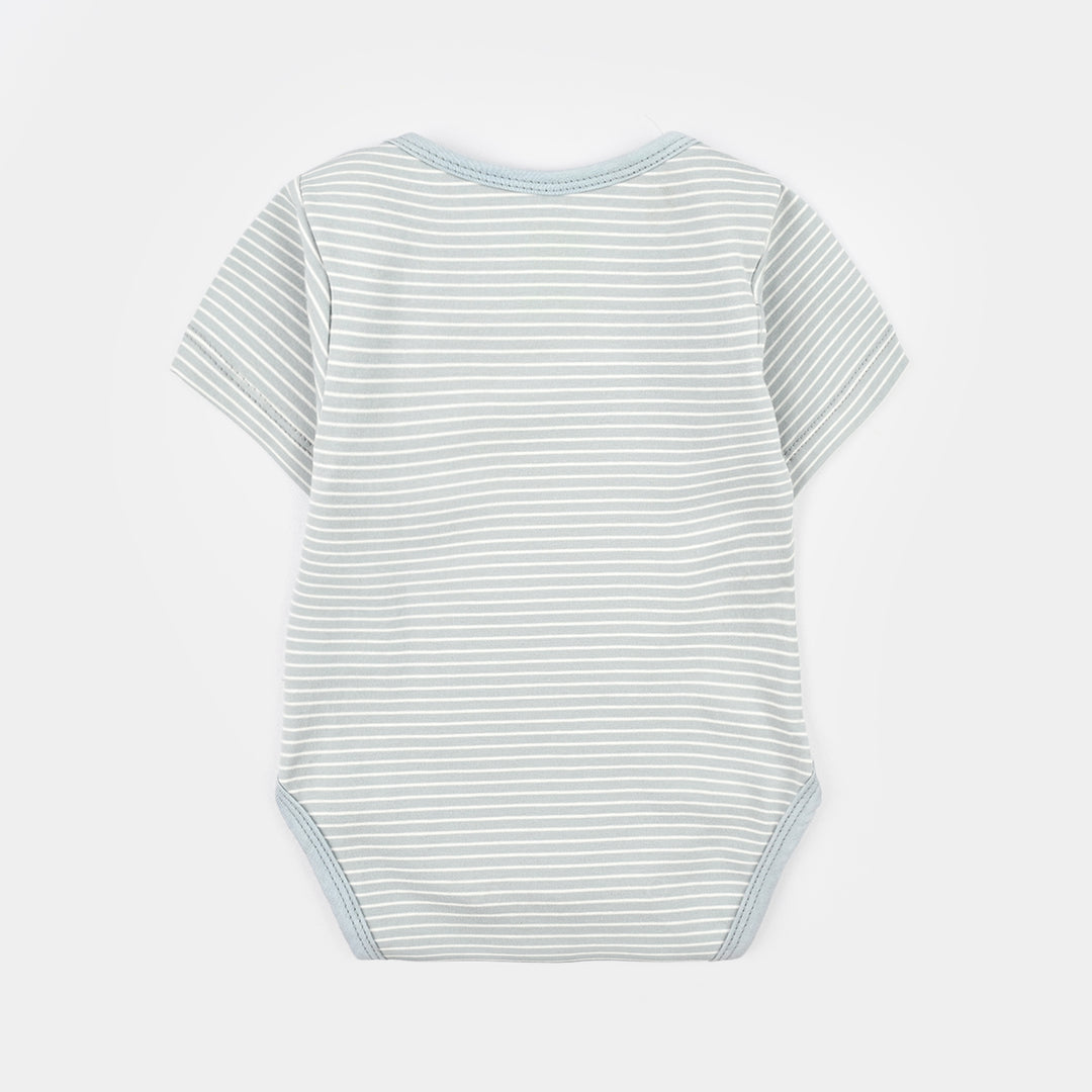 Infant Boys Yarn Dyed Basic Romper Lets Swim