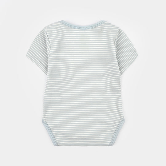 Infant Boys Yarn Dyed Basic Romper Lets Swim