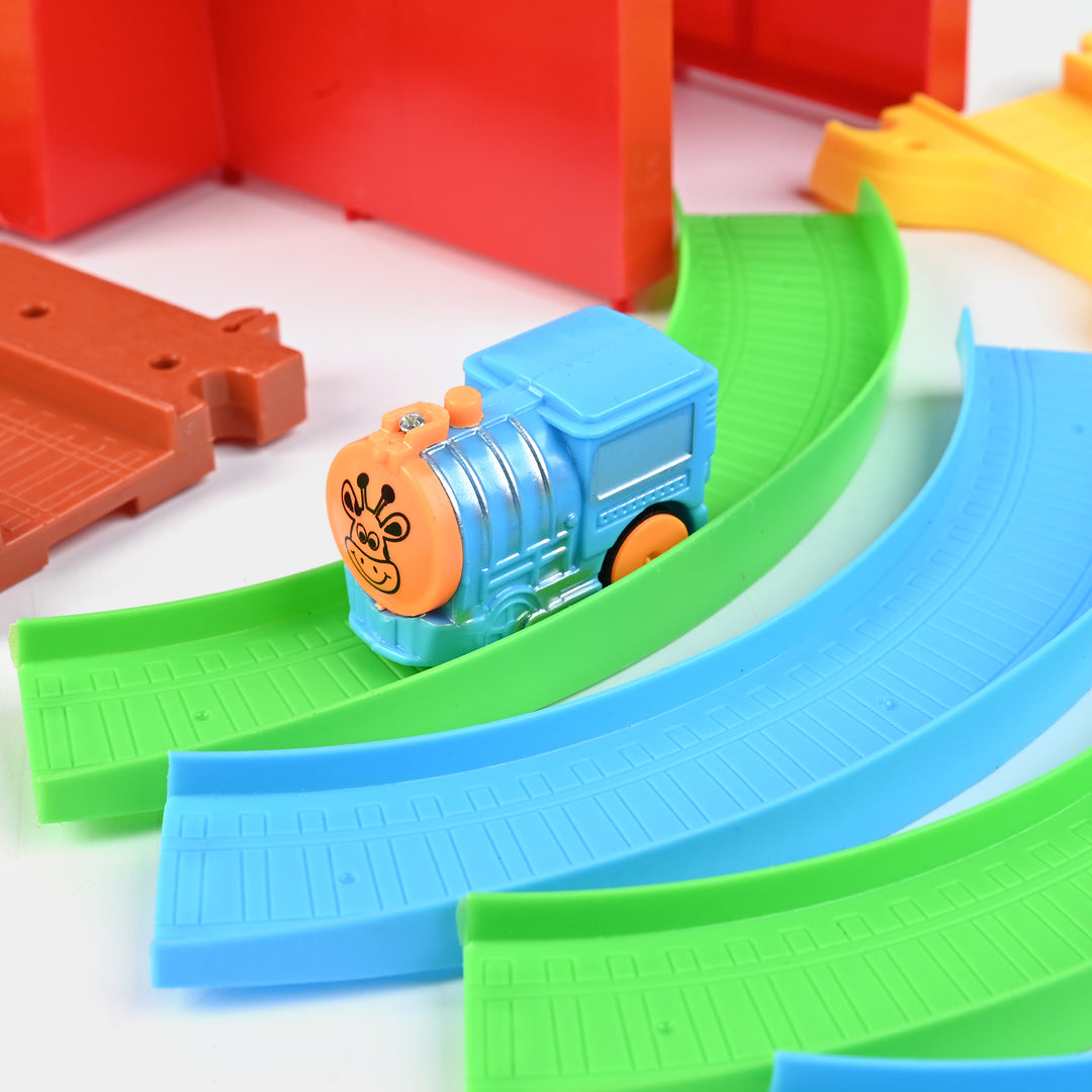 Rotating Train with Colorful Track & Light Projection