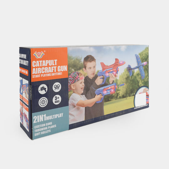 2 IN 1 Foam Glider Plane & Launcher Toy Set